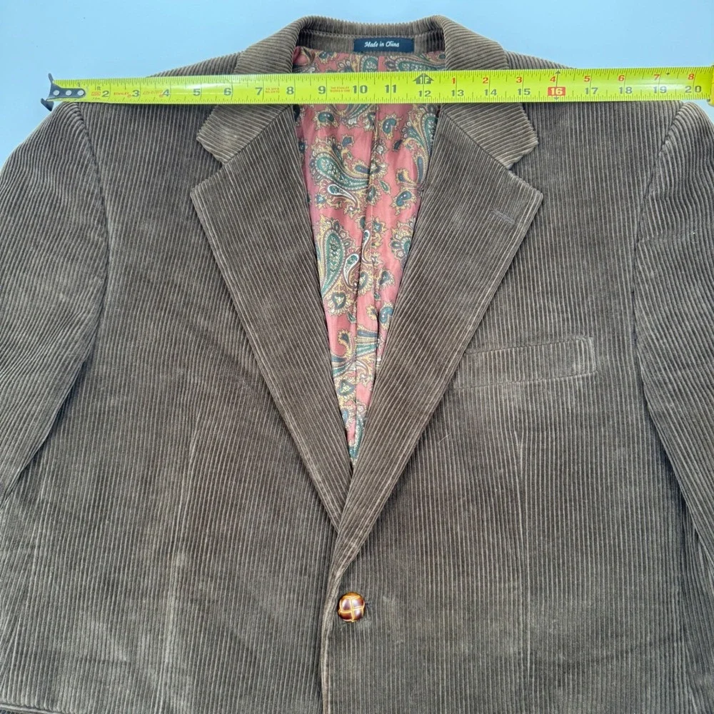 Lauren Ralph Lauren 42R Brown Corduroy Blazer Mens‎ Paisley Lined Sport Coat
